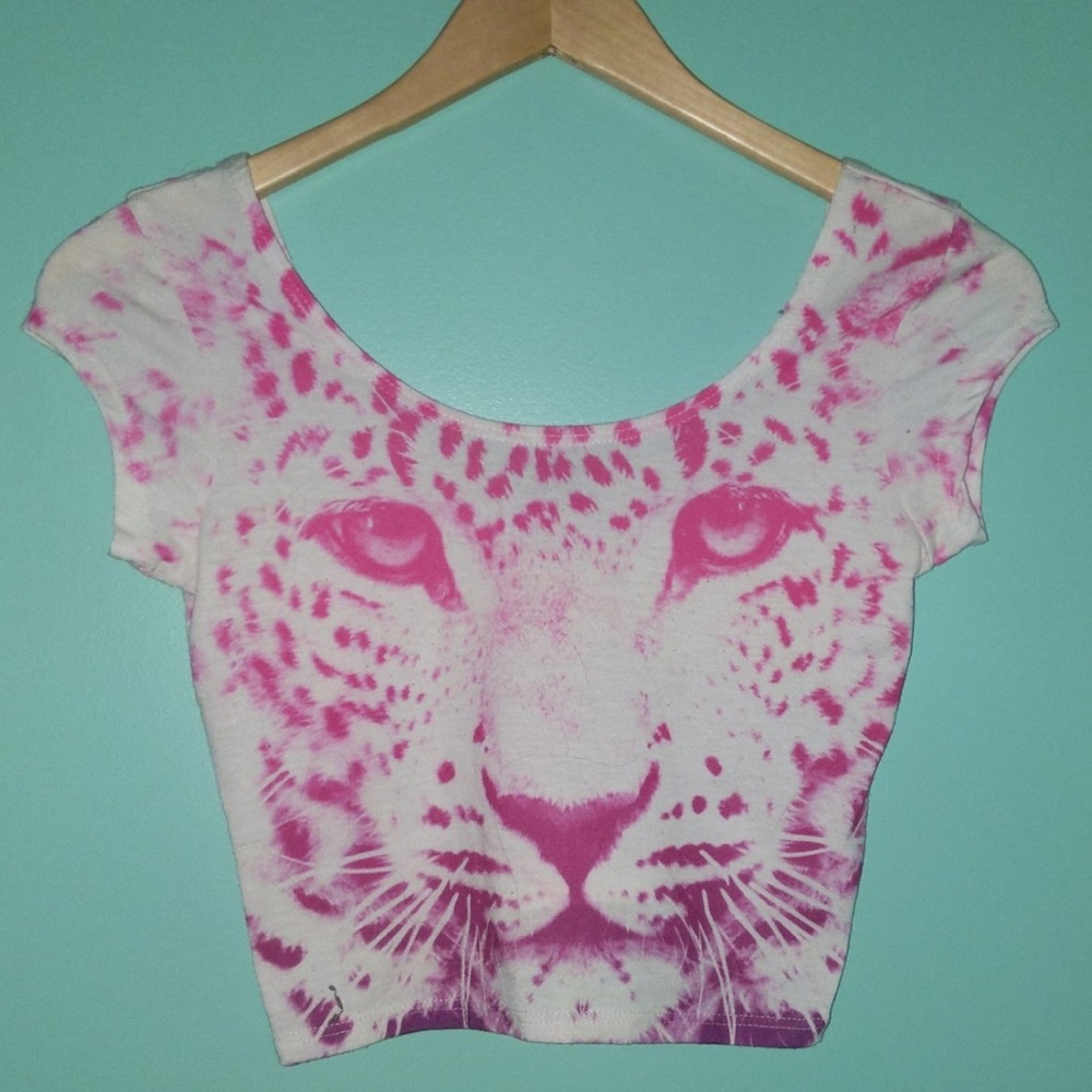 Hot pink and purple cheetah crop top